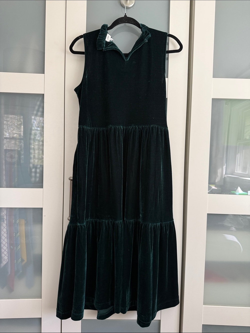 J Crew Velvet Green Sleeveless Midi Dress 8 - Picture 2 of 3